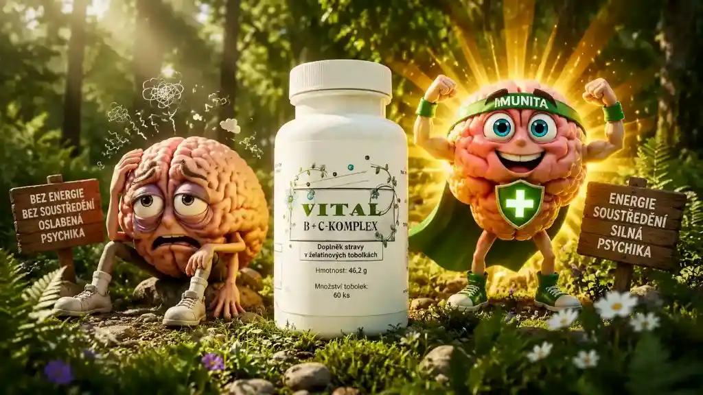 Vital B+C komplex – kapsle s vitaminy skupiny B a vitaminem C pro energii a nervovou soustavu